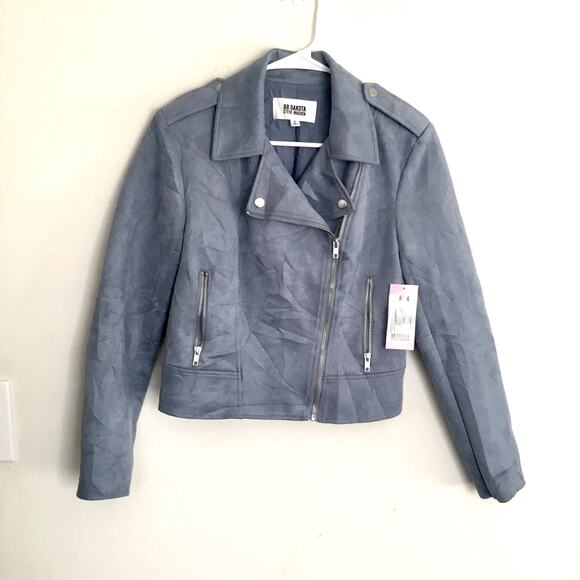 Steve Madden Jackets & Blazers - BB Dakota Jacket Womens Sz Small Blue Faux Suede Moto Steve Madden Casual NEW